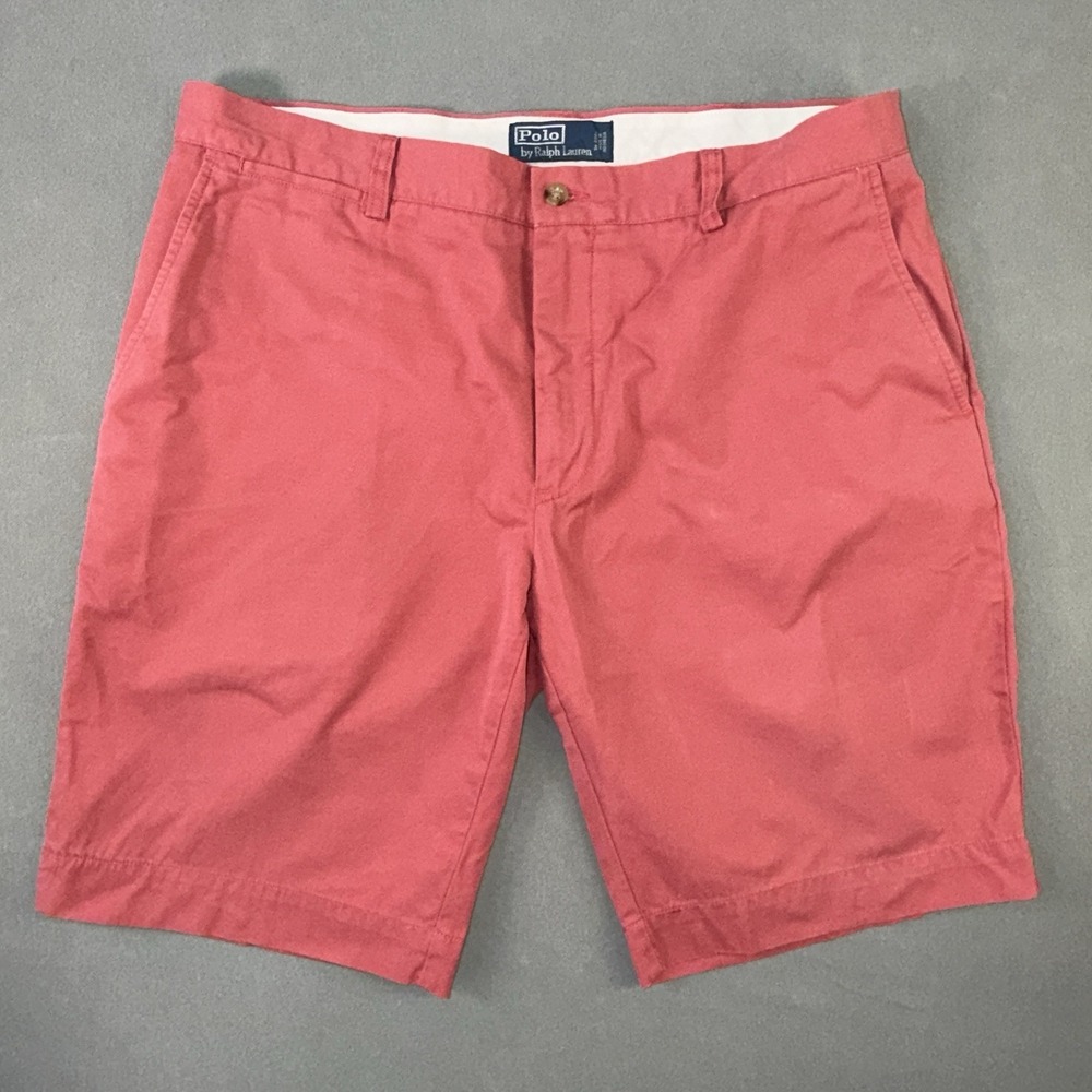 Men's Polo Ralph Lauren Flat Front Chino Cotton Twill Shorts Pink Size 36